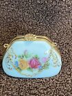 Vintage Limoges France Peint Main - Flower Clasp - Handbag Purse Trinket Box