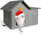 Weatherproof Cat House for Outdoor and Indoor with Removable Soft Mat (GRAY)