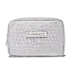 MAC Cosmetics Small Holiday Makeup Bag Pouch Silver with Zipper