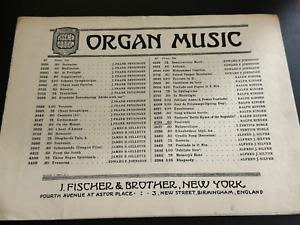 ORGAN SHEET MUSIC J. FISCHER & BROTHER, NEW YORK 1920