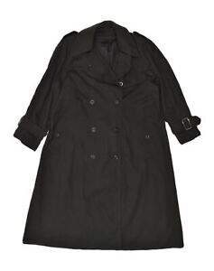 LONDON FOG Womens Petite Oversized Trench Coat US 12 Large Black EF06