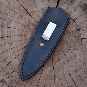 Genuine Black Leather Dagger Knife Sheath Fix blade Knife Sheath With Back Clip