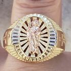 Mans solid 14k Yellow Gold Saint Jude Judas Ring Size  10 11 12 13 Cross