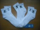 Mens/Womens NWT Adidas Quarter Ankle Socks 3prs White TREFOIL Logos Cushn Sz:M-L