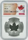 New Listing2021 Canada $5 1oz Silver Maple Leaf NGC MS 69 —Flag Label .9999 Fine Argent Pur