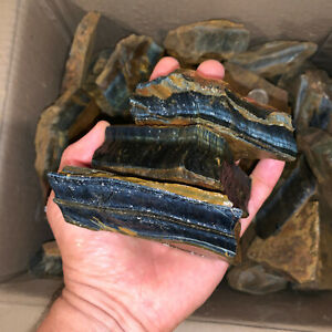 LARGE BLUE Tiger Eye Rough - 5,000 Carat Lot + a FREE Faceted Gemstone (V. RARE)