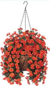 Artificial Flowers with Hanging Baskets Faux Silk Chrysanthem Flowers Plants