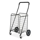 Folding Shopping Cart Basket Utility Cart Trolley Laundry Grocery W/ 4 Wheels