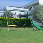 4-IN-1 Metal Playground Swing Set Outdoor w/ Slide Kids Child Backyard Swing set