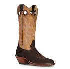 Men's Chocolate Brown Nubuck Tan Leather Cowboy Boots - 5 Day Delivery