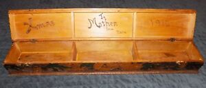114 Year Old Hand Carved Wooden Box With Poppies, 30 inches long