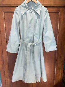 Vintage Baby Blue Teal Mid Length Trench Coat Size Small