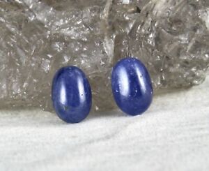 Natural Blue Sapphire Earring Cabochon Oval Pair 16.70 Carats Gemstone Designing