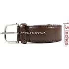 Mens Brown Casual Dress Jean Genuine Leather With Buckle Strap Belt M L XL 32-42
