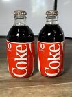 2x - RARE VTG COKE Coca-Cola Glass Bottle 10 Fl Oz Unopened Short 80s Styrofoam