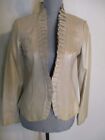 NWT WHBM Ruffle Front Genuine Leather Blazer Jacket in Ultra Soft Pearl  2XS