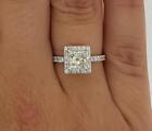 2.75 Ct Square Pave Princess Cut Diamond Engagement Ring VS2 F White Gold 18k