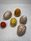 Ceramic Egg Collection Lot 6 Speckled Stand along Hand Painted 70's 80's retro