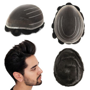Natural Mens Toupee Full Welded Mono Human Hair Replacement System Hairpieces