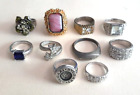 Estate Find, Lot of 10 Silver/Gold Tone Man's/ Woman's Rings Different Sizes.