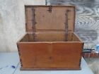 Antique Primitive Oriental Solid Wood Carved Box Chest Trunk Décor 29X15X15
