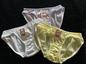 Vintage Bikini Panties Set All Nylon Gussett Lot/3 Lavender White Yellow NWT S/M