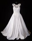 Alfred Angelo White Beaded Alencon Lace Sleeveless Wedding Dress sz 10