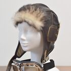 Pilot Aviator Hat Real Leather Fur Cold protection Cosplay Halloween Steampunk 5