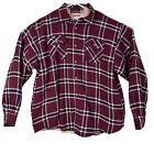 Wrangler Mens XL Sherpa Lined Flannel Button Up Window Pane Red Shirt Jacket