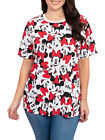 Minnie Mouse T-Shirt Faces All-Over Print Disney Women's Plus Size Red White