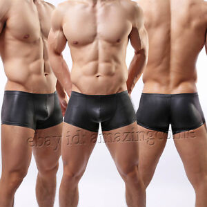 Hot Sale Men’s Cool Leather Like Underwear Bottoms Boxers Briefs Comfy Boxer