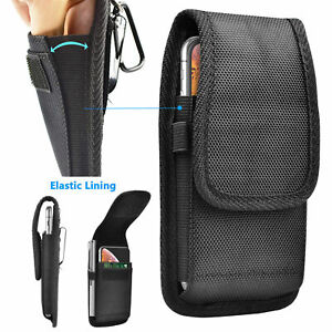 Vertical Cell Phone Holster Belt Clip Pouch Rugged Nylon Wallet Case Card Holder