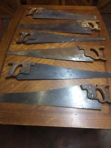 Vintage Lot Of 6 Hand Saws Distton, Tate Saw, Warranted Superior