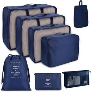 8 PCS Travel Luggage Organiser Set Suitcase Storage Bags Clothing Packing Cubes~
