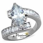 4.4 Ct Marquise & Emerald Cut Cubic Zirconia Stainless Steel Engagement Ring 5-1