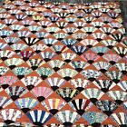 Colorful Vintage Unfinished Quilt Top Fan Pattern 72” X 72”