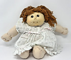 New ListingCabbage Patch Girl Doll Vintage 1984 w/ Brown Pony Tail Hair White Floral Dress