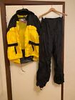 FirstGear Motorcycle Rain Jacket Large Yellow Black & Rain Pants Medium
