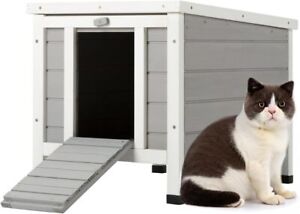 Indoor/Outdoor Wood Cat House Shelter for Outside Feral Cats Kitty Weatherproof