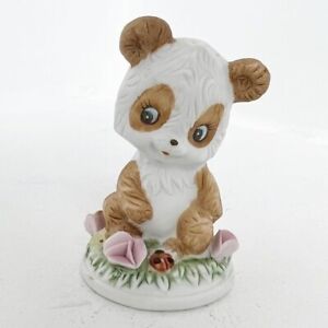 Vintage Bisque Porcelain Woodland Creatures Bear ladybug anamorphic Figurine