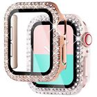 Bling Glass+Cover For Apple Watch 41mm 45mm 40mm 44mm 42mm 38mm Diamond Bumper