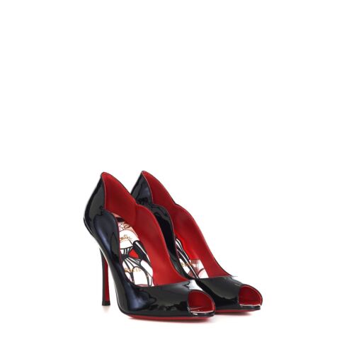 CHRISTIAN LOUBOUTIN 895$ Black Patent Leather CHICK UP High Heel Pumps
