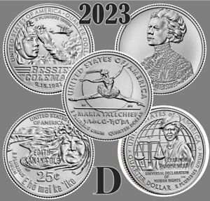 💰 2023 D American Women Quarters - Full Set 2023 of 5 coins - UNC - US Mint