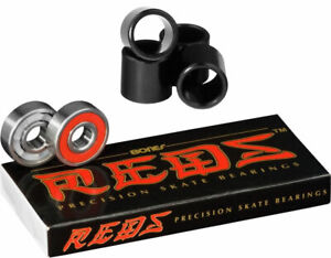 Bones Reds Skateboard Bearings 8mm Size 608 8 Pack + 4pcs Bearing Spacers