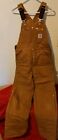 VTG Carhartt R02 Duck Canvas Insulated Bib Overalls Double Knee USA MADE 30x32