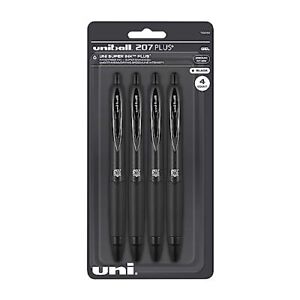 Uniball Signo 207+ Gel Pen 4 Pack 0.7Mm Medium Black Pens Gel Ink Pens | Offic