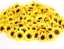 KINWELL 100pcs Mini Artificial Silk Yellow Sunflower Heads 1.8