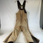 VTG Bear Country Overalls Mens Small Tan Side Zip Quilt Lined Canvas USA Y2K