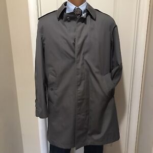 LAKELAND Men's 44 L Classic Gray Trench Coat Overcoat Fully Lined  Vintage