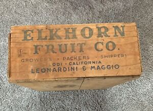 Vintage Elkhorn Fruit Co. With Flaming Tokays Paper Label Wood Crate 18x14